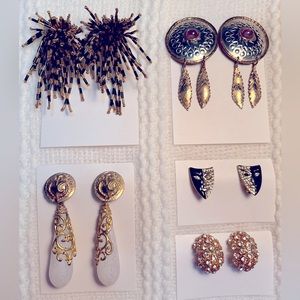 Lot of Vintage Clip-on Earrings 5 Pairs
